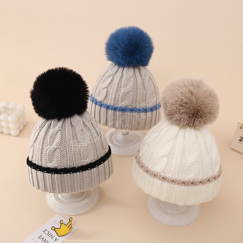 Inverno Nuovo Cappello Del Bambino Carino Pompon Morbido Cotone Caldo Lavorato A Maglia Neonato Cappello Della Ragazza del Ragazzo 0-12 Mesi Del Bambino Cappelli berretti Cofano