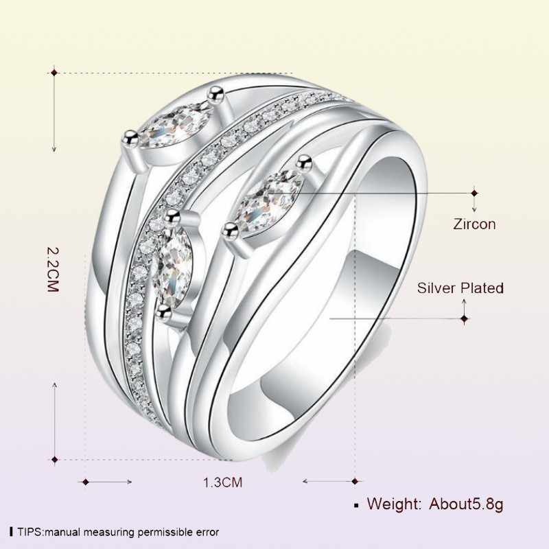 Совершенно новый epacket DHL, покрытый стерлингом Silver Classic Classic Ring Ring Dhsr712 US Size 7 Women039S 925 Серебряная пластина Три камня Ring4580709