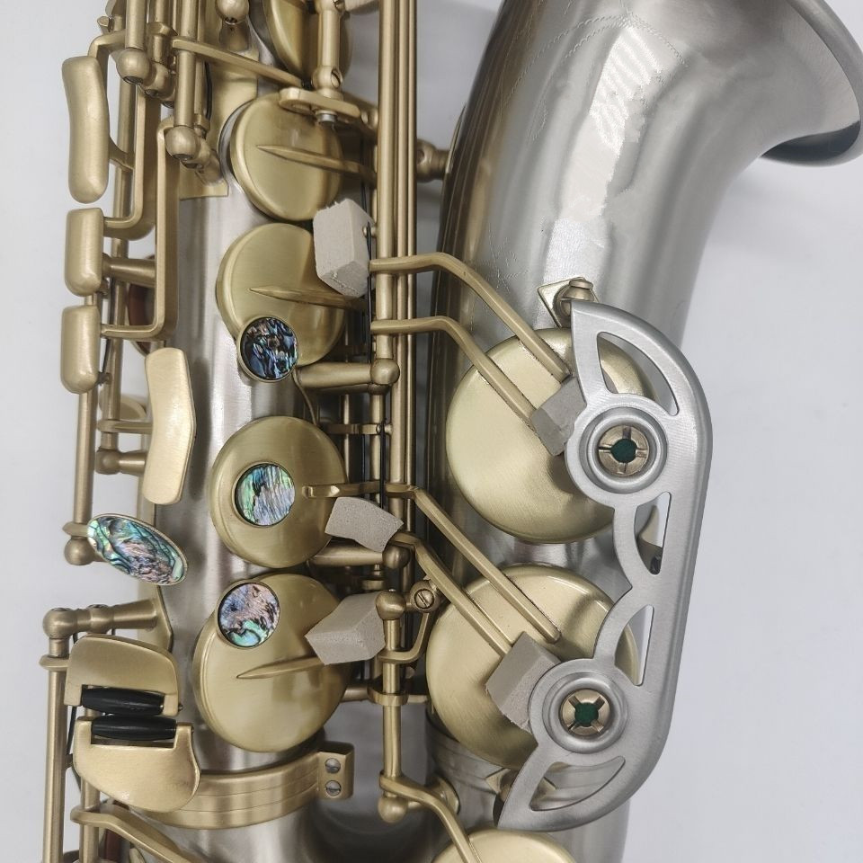 Nuovo modello di stile strumento sassofono contralto Processo di ottone bianco rinforzo a doppia nervatura goccia E-tune pulsante abalone sassofono strumenti a fiato