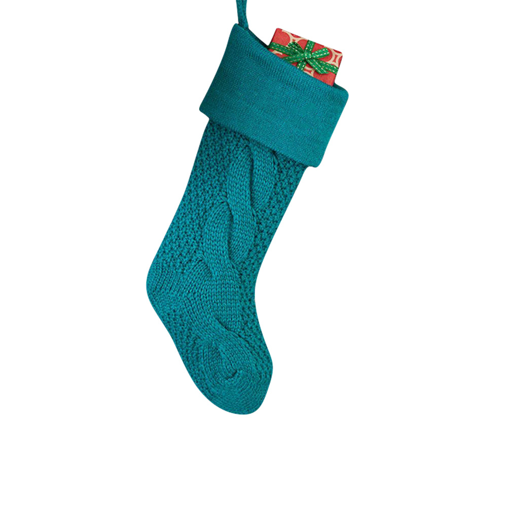 Рождественские вязаные шерстяные подарочные носки 14*46 см. Рождественское украшение елки. Санта-конфеты. Подарочный пакет. Вязаные носки.