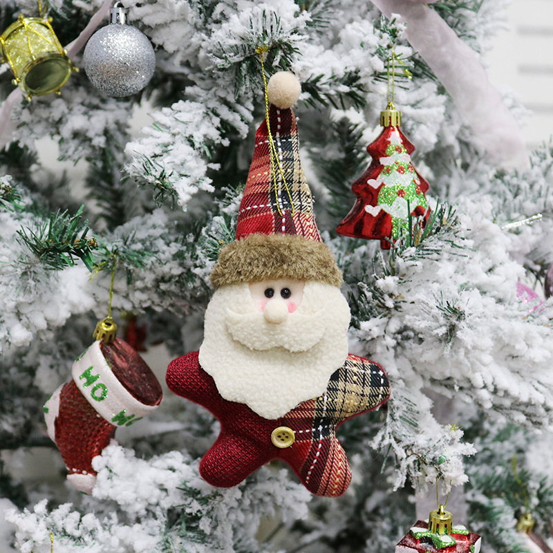 Décorations de noël père noël, bonhomme de neige âgé, élan, petit pendentif, poupée en peluche, fournitures d'arbre de noël TX0001