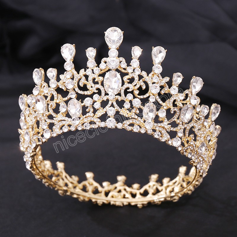 Baroque Blue Crystal Full Tiaras Crown For Women Men Girls Wedding Luxury Bride Queen Bridal Tiaras Hair Dress Accessories