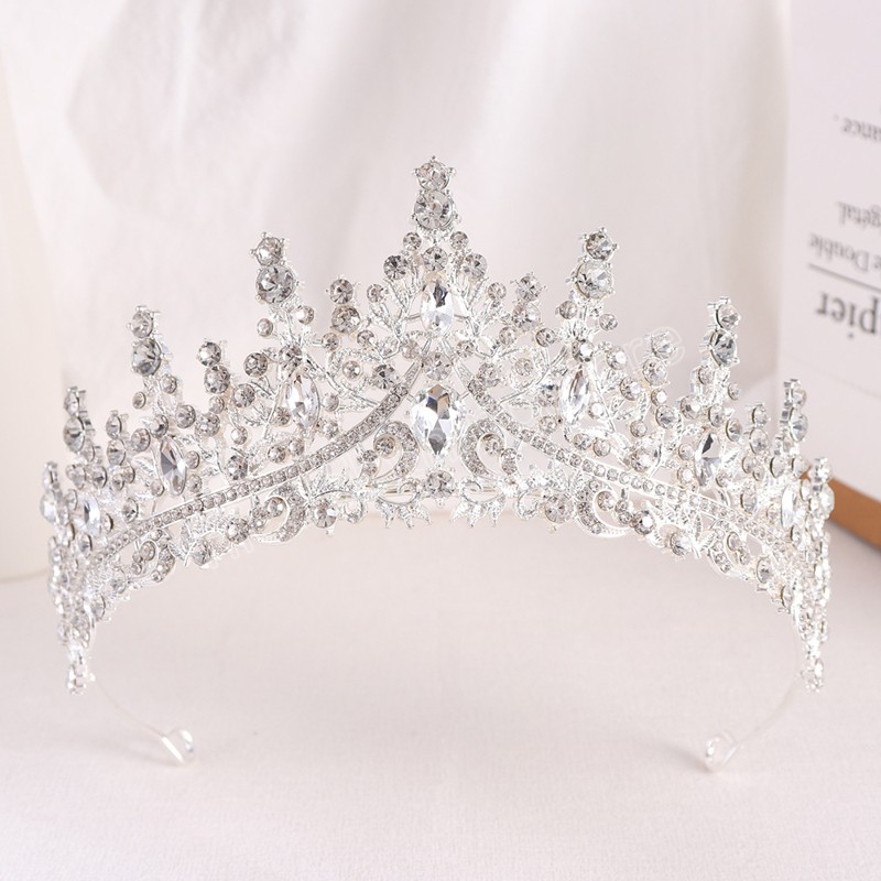 6 kleuren waterdruppel kristal tiara kroon koningin luxe elegante tiara bruiloft verjaardagsfeestje prinses haarjurk accessoires