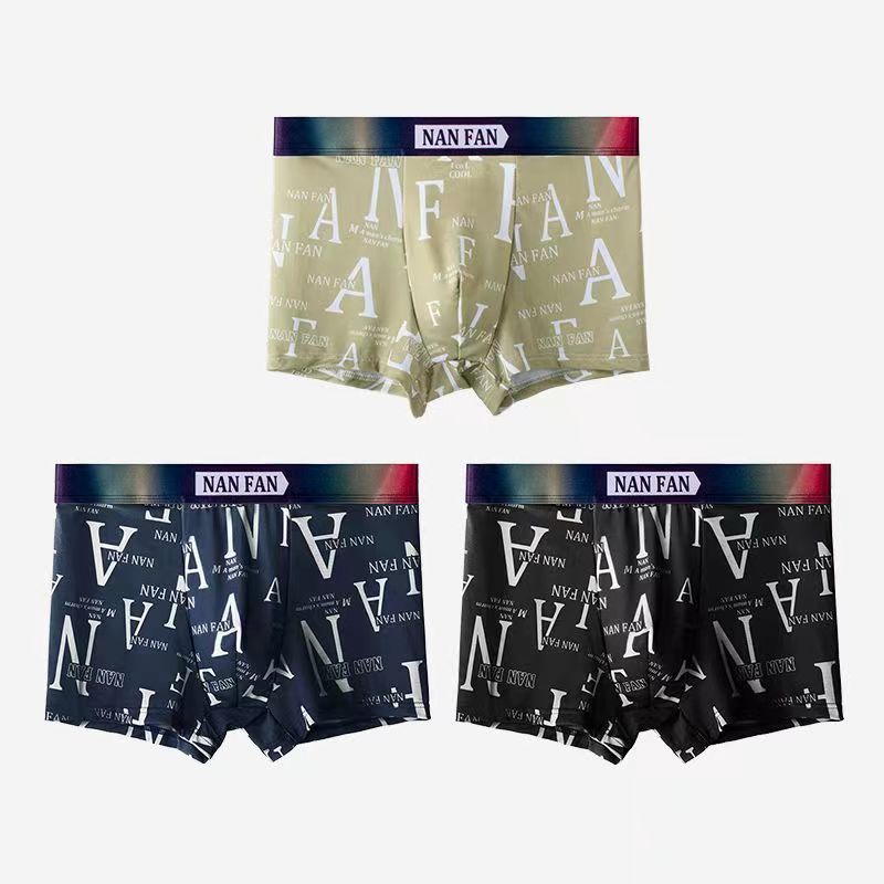 es de sous-vêtements pour hommes en soie glacée grande taille été respirant boxers à séchage rapide adulte sexy taille moyenne boxer tête homme