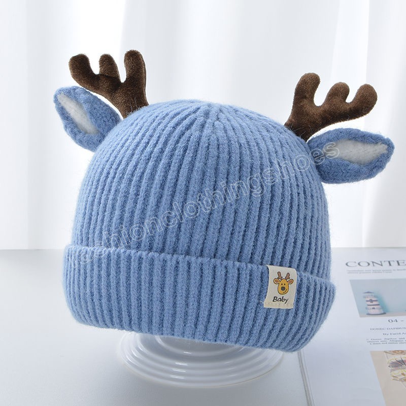 Mignon bois d'élan bébé chapeau épais chaud doux coton tricoté garçon fille chapeaux Bonnet nouveau-né enfant en bas âge cerf oreille chapeaux de noël