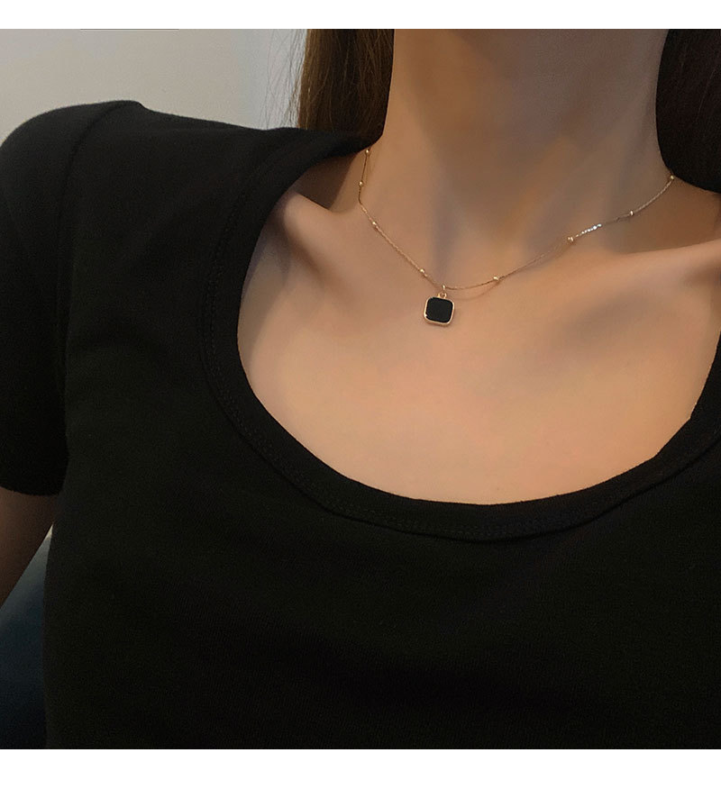 Ciondolo da donna di design con blocco nero, collana a catena con clavicola, girocollo, accessori di gioielli di lusso