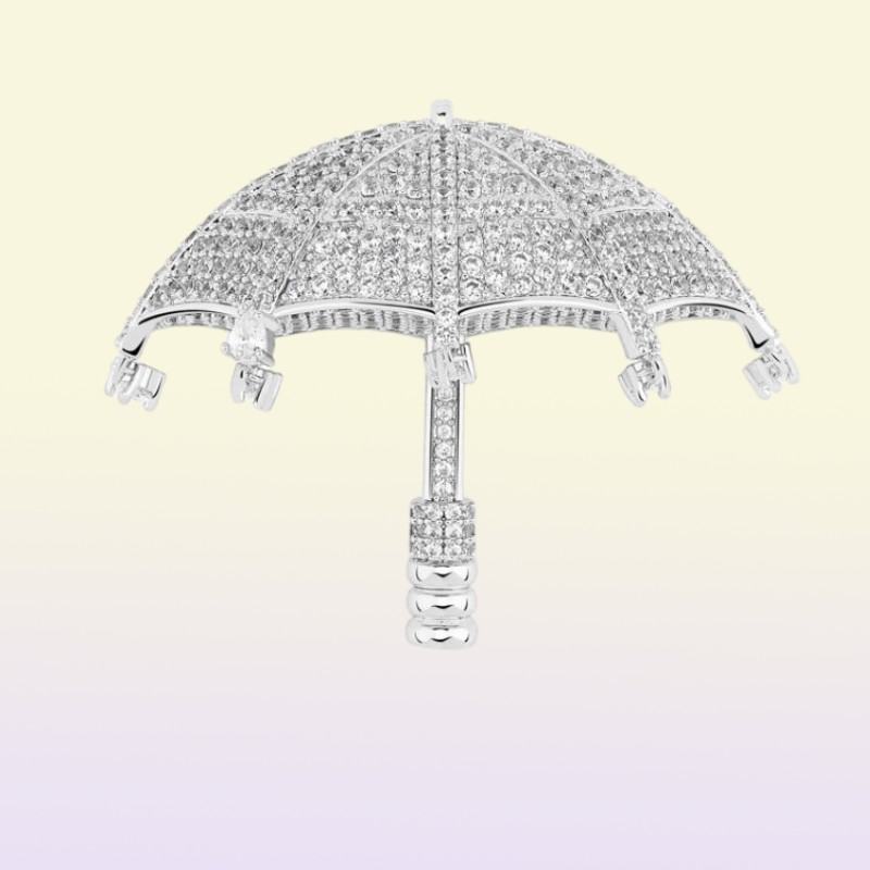 Хип -хоп зонтик циркона подвесной ожерелье для мужчин золотой сплав стразы роскошной кубинской сети мода мода Jewelr292g6247577