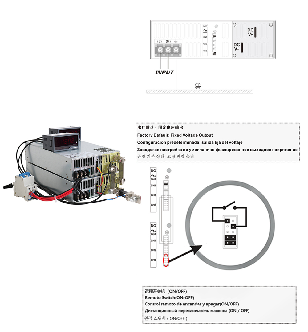 Hongpoe 6000W 166.5A 36V Fonte de alimentação 36V 0-36V Power ajustável AC-DC de alta potência PSU 0-5V Controle de sinal analógico SE-6000-36 110VAC/220VAC entrada