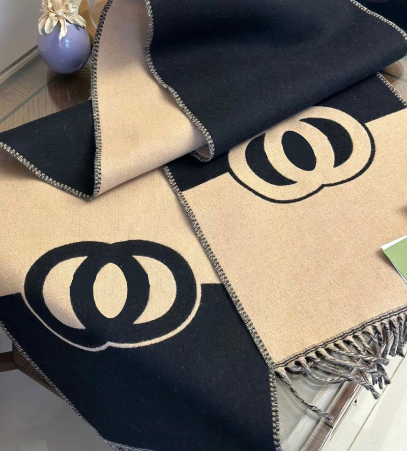 Designer-Winterschal, lange Quastenschals, Herren- und Damen-Kaschmirschals, Schal, großer Buchstabe, bedruckt, warm, weich, Pashmina mit Etiketten, Wickeltücher, mit Box