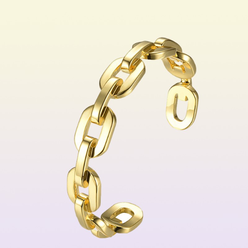 Enfashion Pure Form Medium Link Chain Cuff Armband Bangles For Women Gold Color Fashion Jewelry Pulseiras BF182033 V6259282