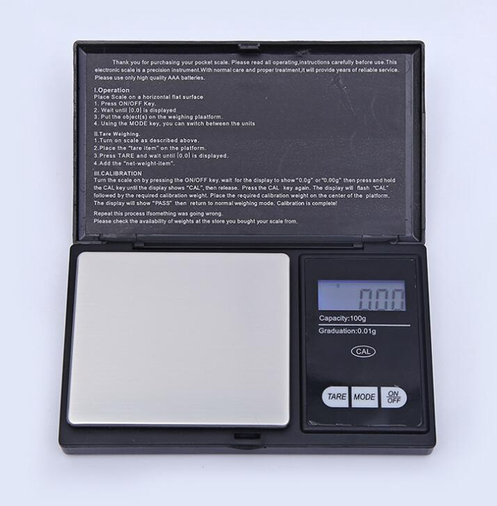 Bilancia digitale quadrata nera da 200 g x 0,01 g Bilancia elettronica precisa gioielli Bilancia da cucina ad alta precisione Confezione regalo