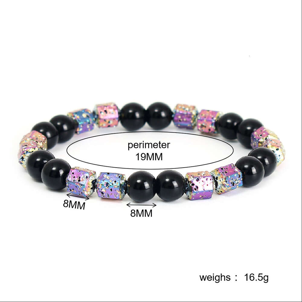 Neue bunte mattierte Vulkan-Lavagestein-Schwarz-Armbänder, helle mehrfarbige Natursteinperlen, Perlenarmband für Herren-Handschmuck, verstellbar für beste Freunde