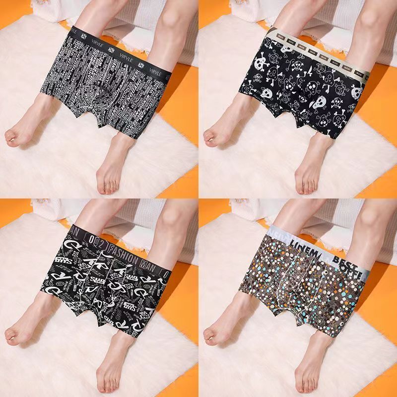 4 paar ijszijde herenondergoed ultradun comfortabel persoonlijkheid trend eenvoudig jeugd taille bedrukt sport graffiti boxershorts