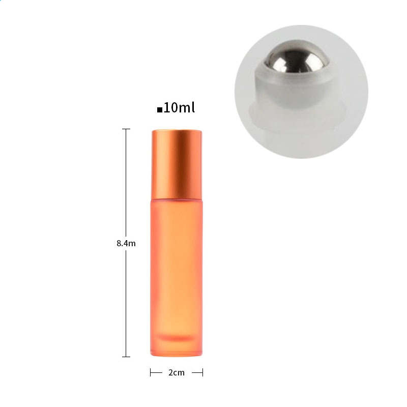 Flaconi di olio essenziale smerigliato in vetro da 5 ml 10 ml Roll on Bottles Profumi riutilizzabili cosmetici portatili colorati Sfera in acciaio inossidabile Tappo naturale Bottiglia di profumo vuota