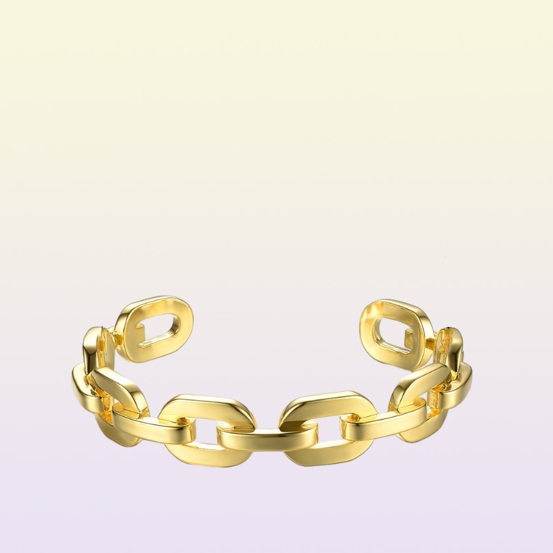 Enfashion Pure Form Medium Link Chain Cuff Armband Bangles For Women Gold Color Fashion Jewelry Pulseiras BF182033 V2986699
