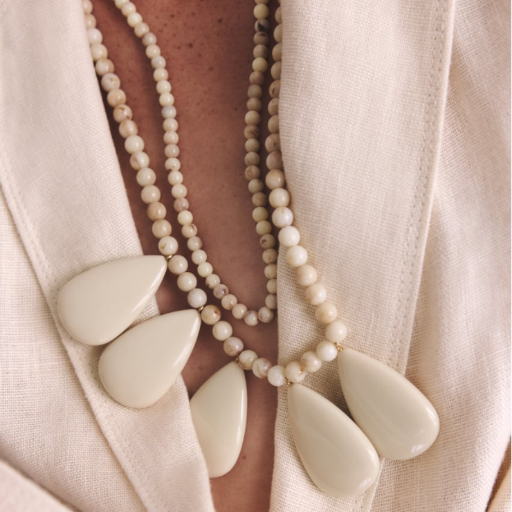 2023 nuovi orecchini ZA collana ovale in resina acrilica orecchini pendenti con perline le donne set di gioielli feste all'ingrosso