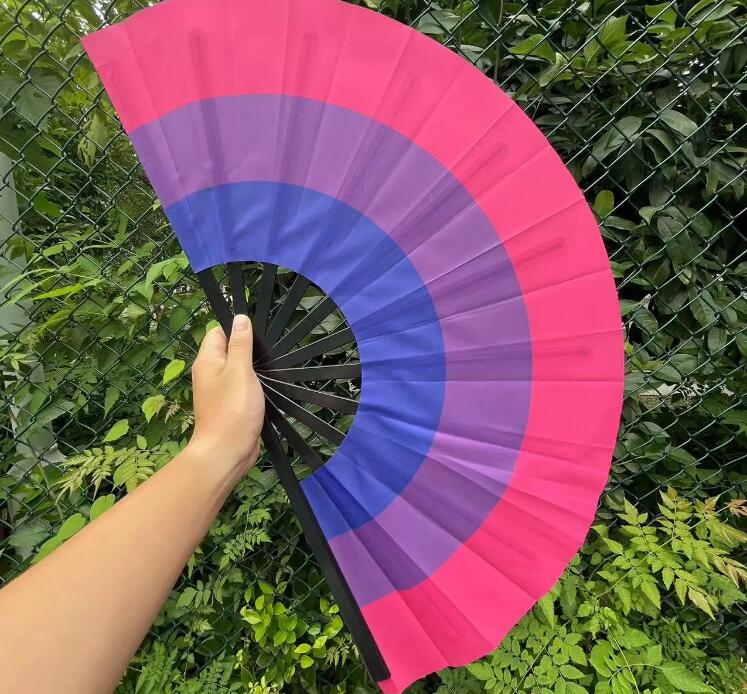 Ventilatore arcobaleno da 33 cm LGBT Pride Gay Lesbiche Gay Asessuale Transgender Bisessuale Pansessuale Non binario Ventilatore portatile pieghevole in stoffa