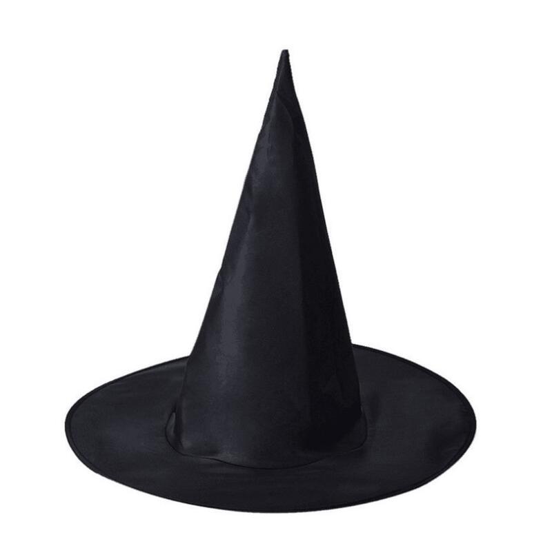 2023 Fashion Hot Unisex Wide Brim Hats High Quality Campaniform Black Oxford Cloth Halloween Witch Hat 10st 