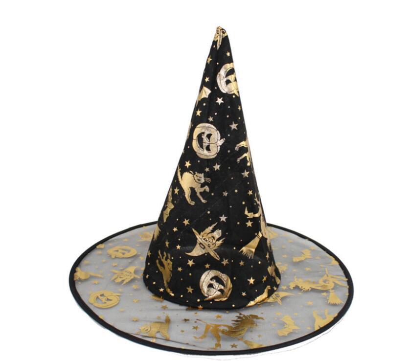 2023 Fashion Hot Unisex Wide Brim Hats High Quality Campaniform Black Oxford Cloth Halloween Witch Hat 10st 