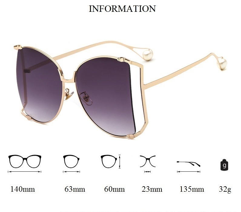 Designer sunglasses Vintage Oversized Metal Hollow Sunglasses Women Fashion Luxury Pearl Sun Glasses Female Color Shades