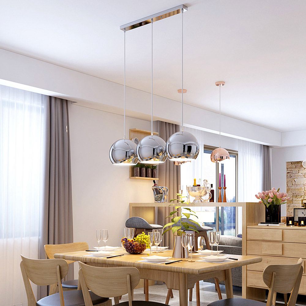 Modern Dining Room Ceiling Pendant Light Polished Silver Color Hanging Lamp Restaurant Balcony Chandelier Lighting Fixtures