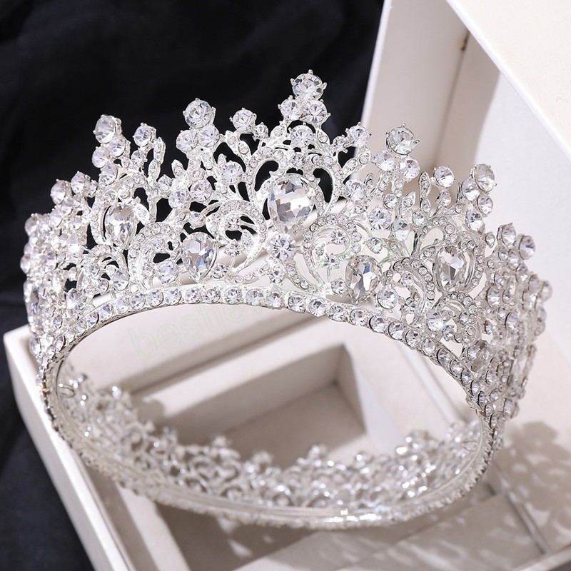 Grande cristal rainha tiaras e coroas diadema de noiva para mulheres headpiece enfeites de cabelo cabeça de casamento jóias