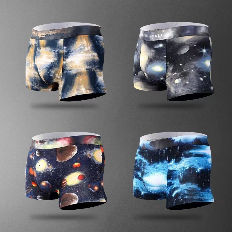 4 paar herenondergoed puur katoen ademend antibacteriële boxershorts sterrenprint comfortabele trend jongens boxershorts