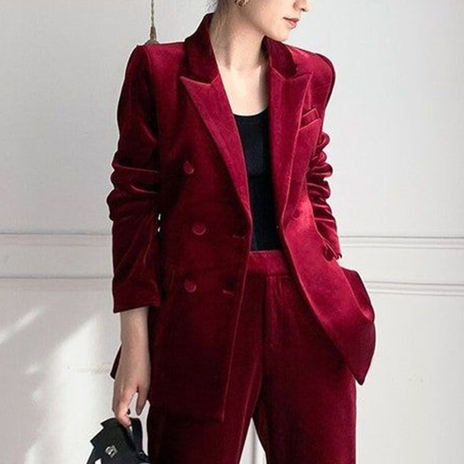 Winter Wine Red Women Tuxedos 2 قطع ضئيلة ملائمة مخصصة مخصصة ليدي السترة فستان أنثى نحيف الملاءمة حفلة موسيقية لبس السراويل