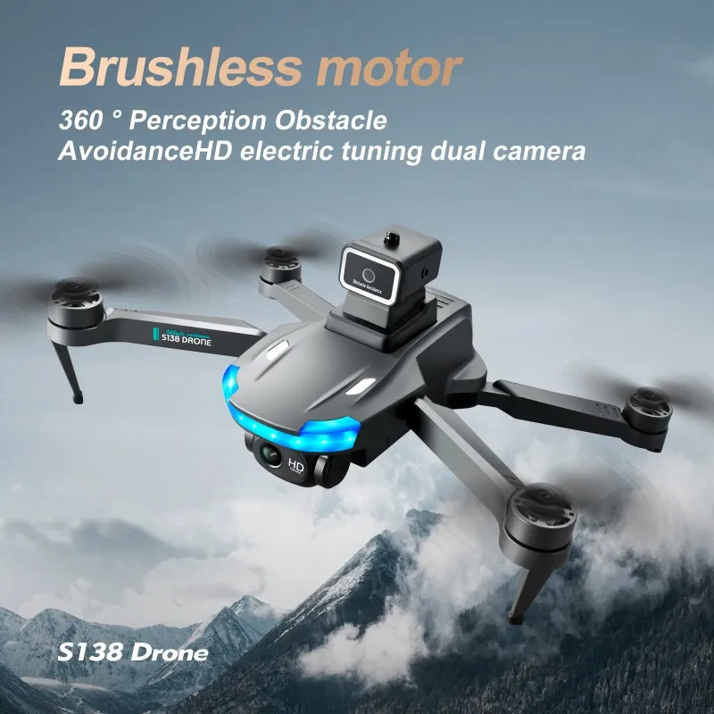 S138 Drone 4K Doppia Fotocamera Ampio Angolo di Evitamento Ostacoli Posizionamento del Flusso Ottico Brushless RC Drone Pieghevole Quadcopter BoyToy