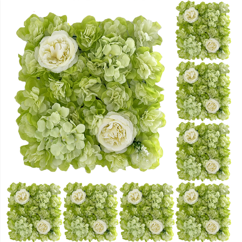 35X35CM Silk Rose Artificial Flower Wall Panels With Hydrangea Peony for Baby Shower Background Home Party Wedding Decoration