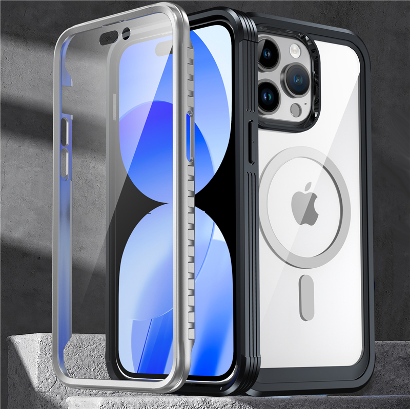 Luxe magnetische transparante Armor Vogue-telefoonhoes voor iPhone 15 Pro Max Stevige buitensport Volledige beschermende zachte bumper Heldere schaal Ondersteunt draadloos opladen