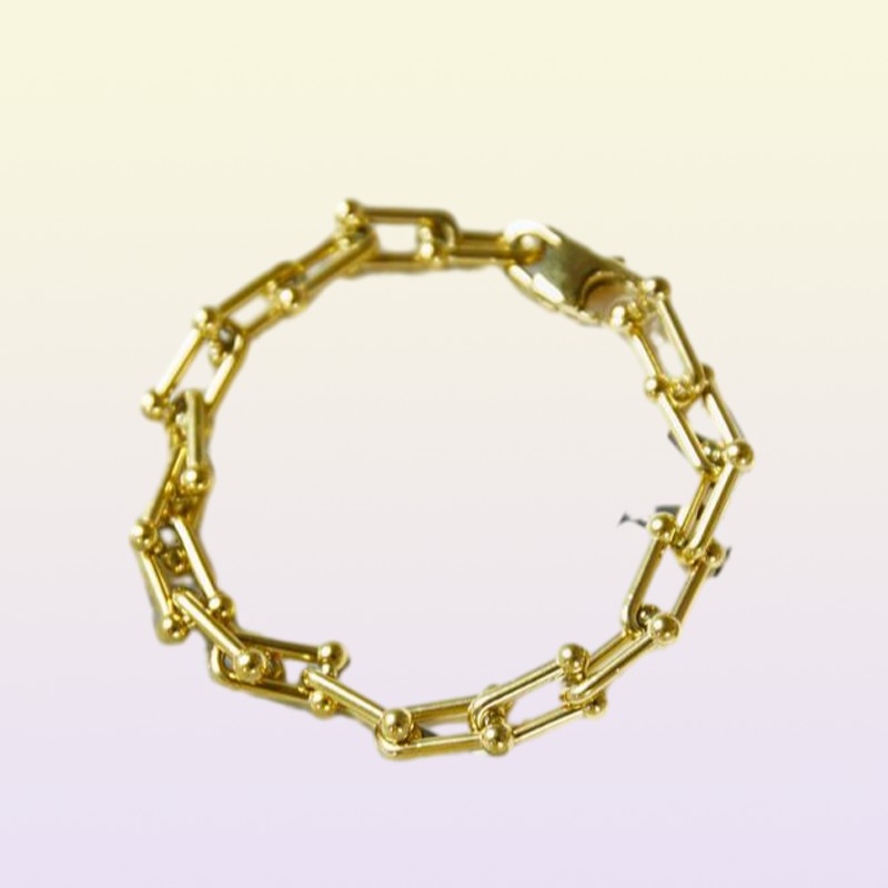 Cadeia de links aço inoxidável Hip Hop exclusivo U Link Bracelete de ouro