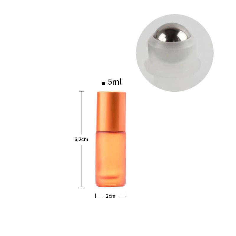 Flaconi di olio essenziale smerigliato in vetro da 5 ml 10 ml Roll on Bottles Profumi riutilizzabili cosmetici portatili colorati Sfera in acciaio inossidabile Tappo naturale Bottiglia di profumo vuota