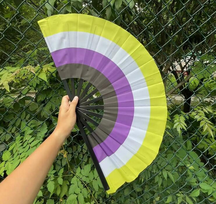 33 cm Rainbow Fan LHBT Pride Gay Lesbian Gay Asexual Transgender Bisexual Pansexual Non-Binary tyg Folding Portable Fan