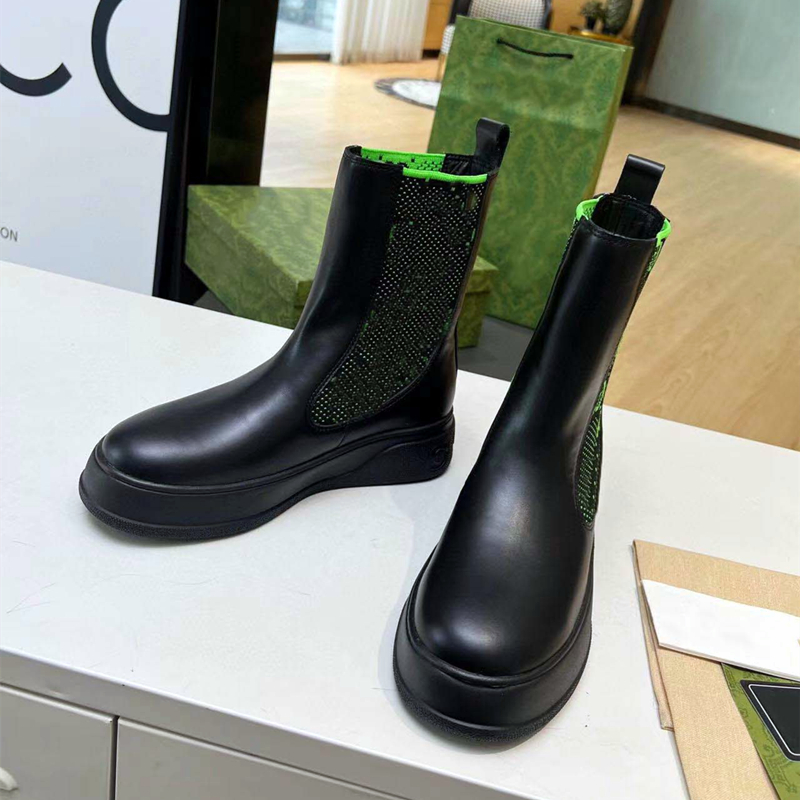 Botas safari de cuero para mujer Primavera y otoño Nueva plataforma de diseñador Botas casuales Botas Chelsea cómodas de moda Zapatos de marca para mujer Botas cortas de cuero con caja