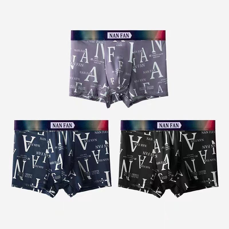 es de sous-vêtements pour hommes en soie glacée grande taille été respirant boxers à séchage rapide adulte sexy taille moyenne boxer tête homme