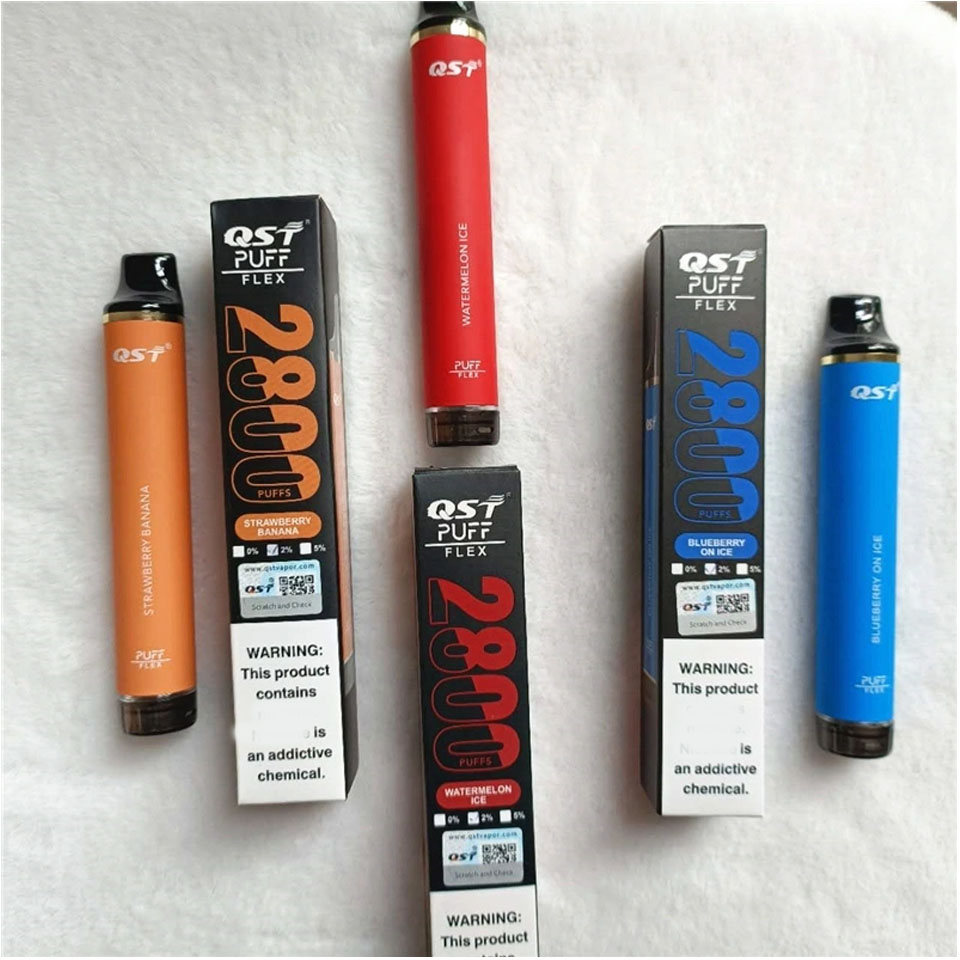 QST Puff 2800 Puff Flex 2800 Tek kullanımlık Vape Kalem E Sigara Vape İstenebilir Kitler 850mAh Pil Pre Dolgulu 8ml Vapes Tek Kullanımlık Puf Çubuğu