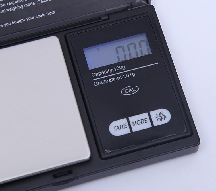 Bilancia digitale quadrata nera da 200 g x 0,01 g Bilancia elettronica precisa gioielli Bilancia da cucina ad alta precisione Confezione regalo