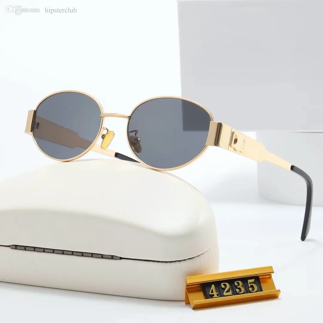 Gafas de sol de diseño de lujo para mujeres y hombres, las mismas gafas de sol que Lisa Triomphe, foto de calle en la playa, pequeñas gafas de sol, montura completa de metal con caja de regalo