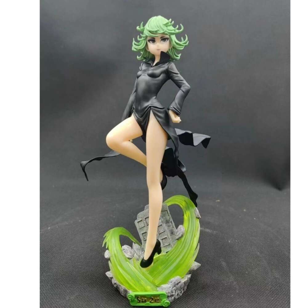 Costumes de mascotte 22 cm Figure Anime One Punch-man Tatsumaki frissonnant sexy robe noire debout pose poupées jouet cadeau recueillir matériel PVC