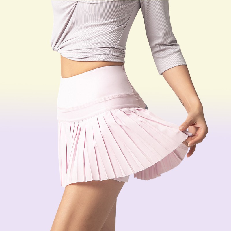 L5 Tennis Skirt Yoga Shorts Roupos de ginástica Mulheres que administram esportes de fitness Saias de golfe com saia de bolso Sexy calças de ioga sexy PLE2417633