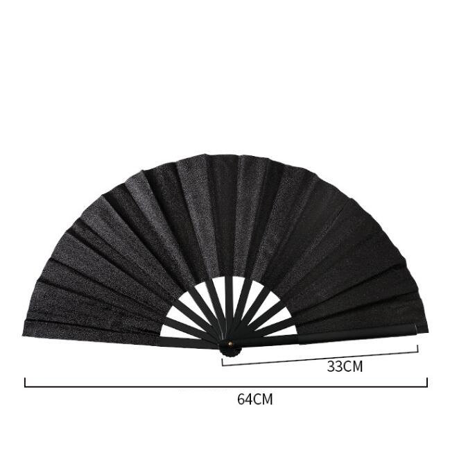 33cm Colorful Black Glitter Hand Fan Folding Handheld Summer Fan Vintage Chinese Kung Fu Folding Fan For Women Men Performance