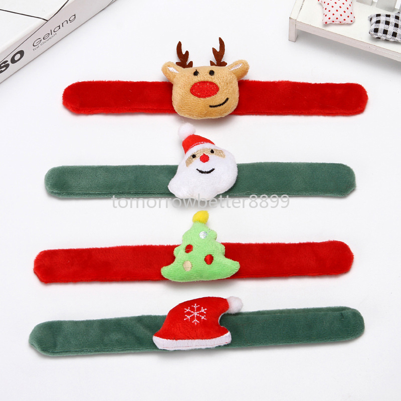 Bracciale natalizio Bracciale in peluche alce pupazzo di neve Bracciale circolare regalo di Natale bambini Cinturino da polso decorazioni feste di Capodanno