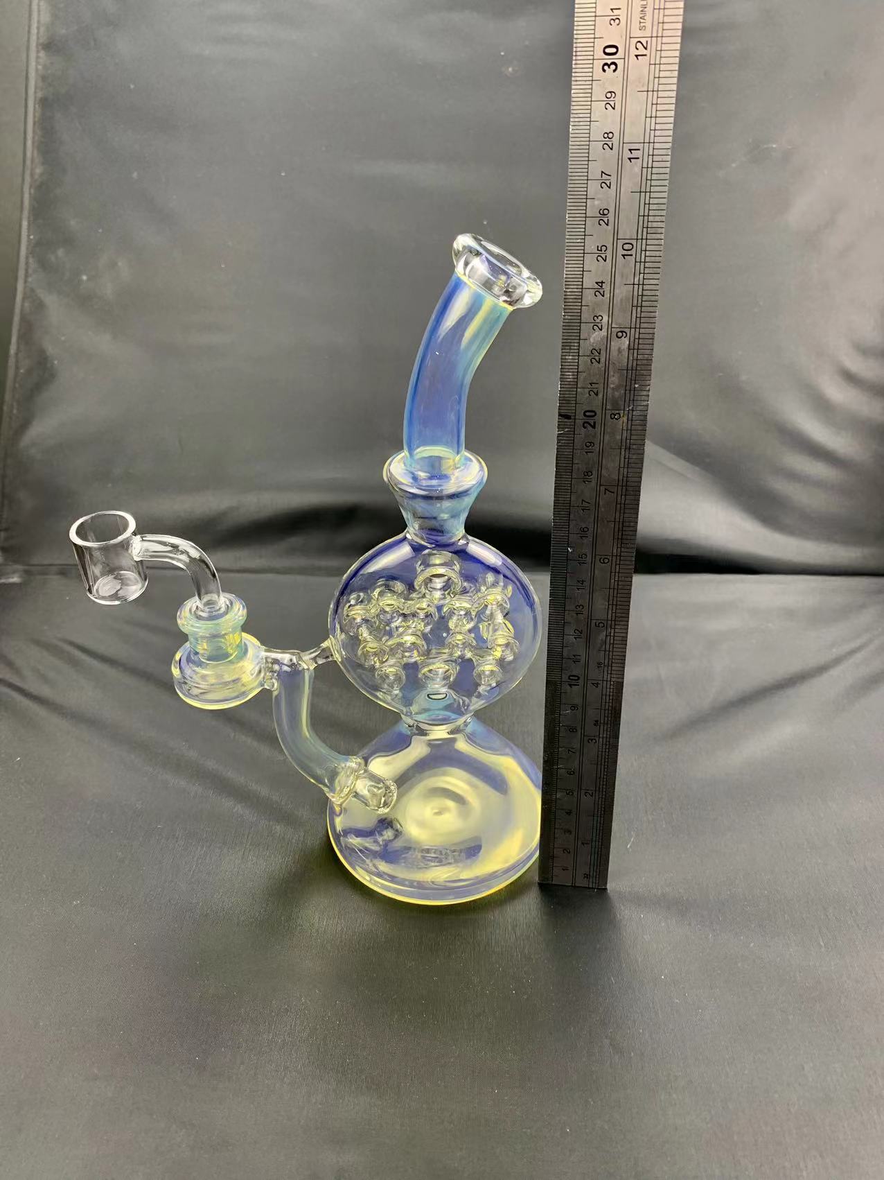 Rainbow Color Anpassning honungskaka Bong Hookahs Bongs för att röka Borosilicate Oil Burner ong Gravity Hookah Elf Bardab Rig Ash Catcher Bongs Ge två gratis presenter