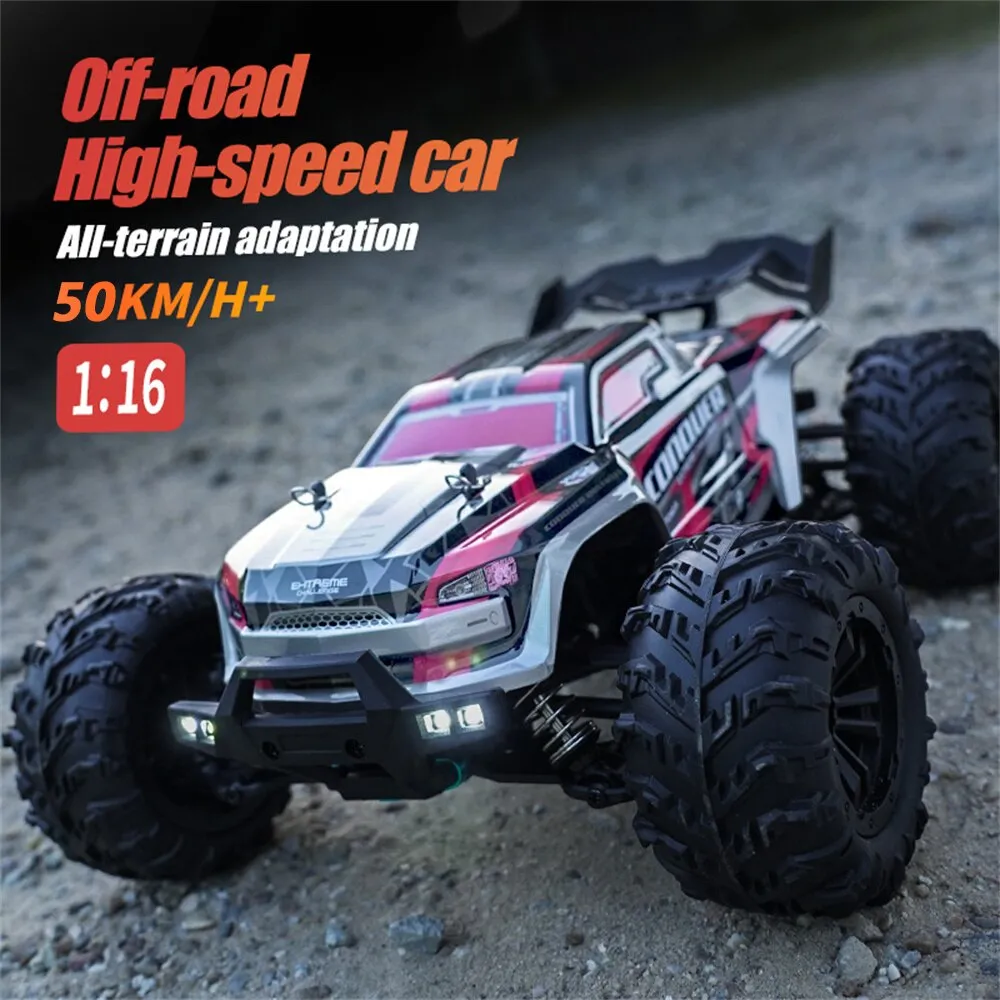 4WD RC Car With Led Lights 2.4G Radio Remote Control Cars Buggy Off-Road Control Trucks Boys Toys for Children 1:16 50Km/h