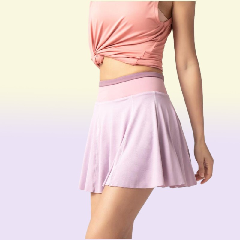 L5 Tennis Skirt Yoga Shorts Roupos de ginástica Mulheres que administram esportes de fitness Saias de golfe com saia de bolso Sexy calças de ioga sexy PLE2417633