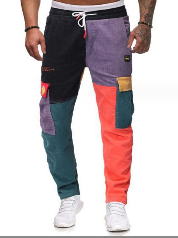 Men's Pants Aelfric Vintage Color Block Men Sweatpants Patchwork Camo Joggers Hip Hop Skateboard Active Streetwear Sportswear