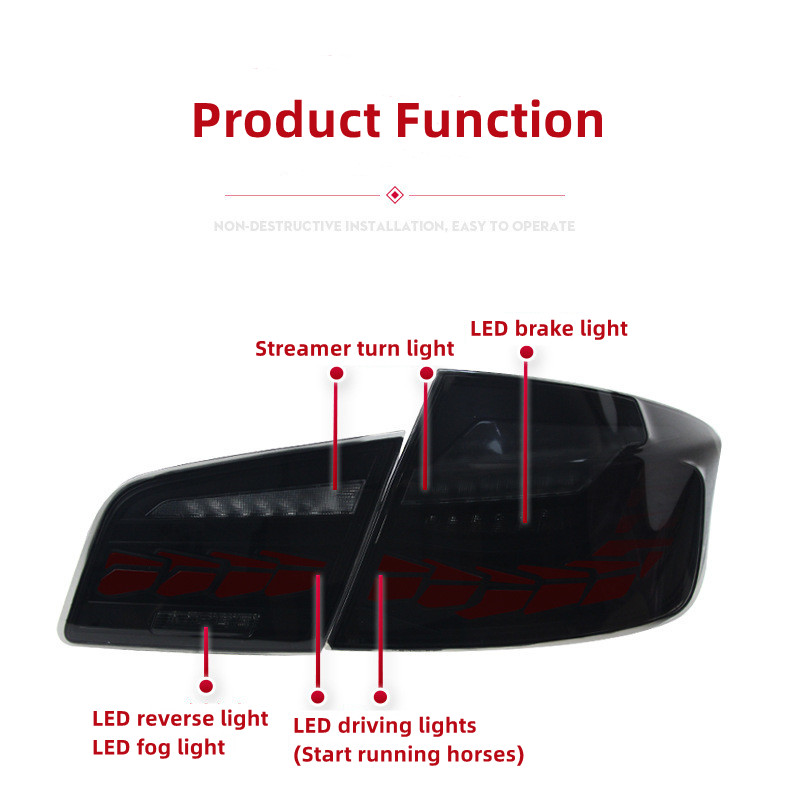 Fanale posteriore auto BMW serie 5 F10/F18 2011-20 17 LED Dragon Scale LED DRL Luci di marcia Fendinebbia Luci di parcheggio posteriori