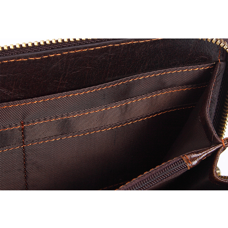 Pochette longue en cuir portefeuille couche cuir portefeuille affaires téléphone portable sac multifonction Expert saisir sac