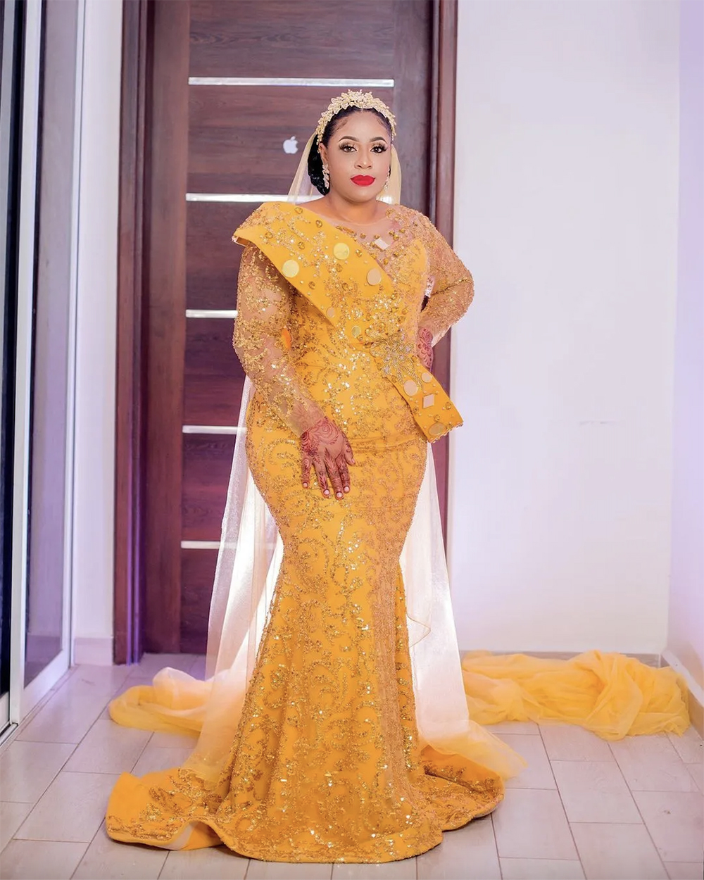 2023 Árabe Aso Ebi Sereia Amarelo Vestidos de Baile Frisado Cristais Noite Formal Festa Segunda Recepção Aniversário Vestidos de Noivado Vestido